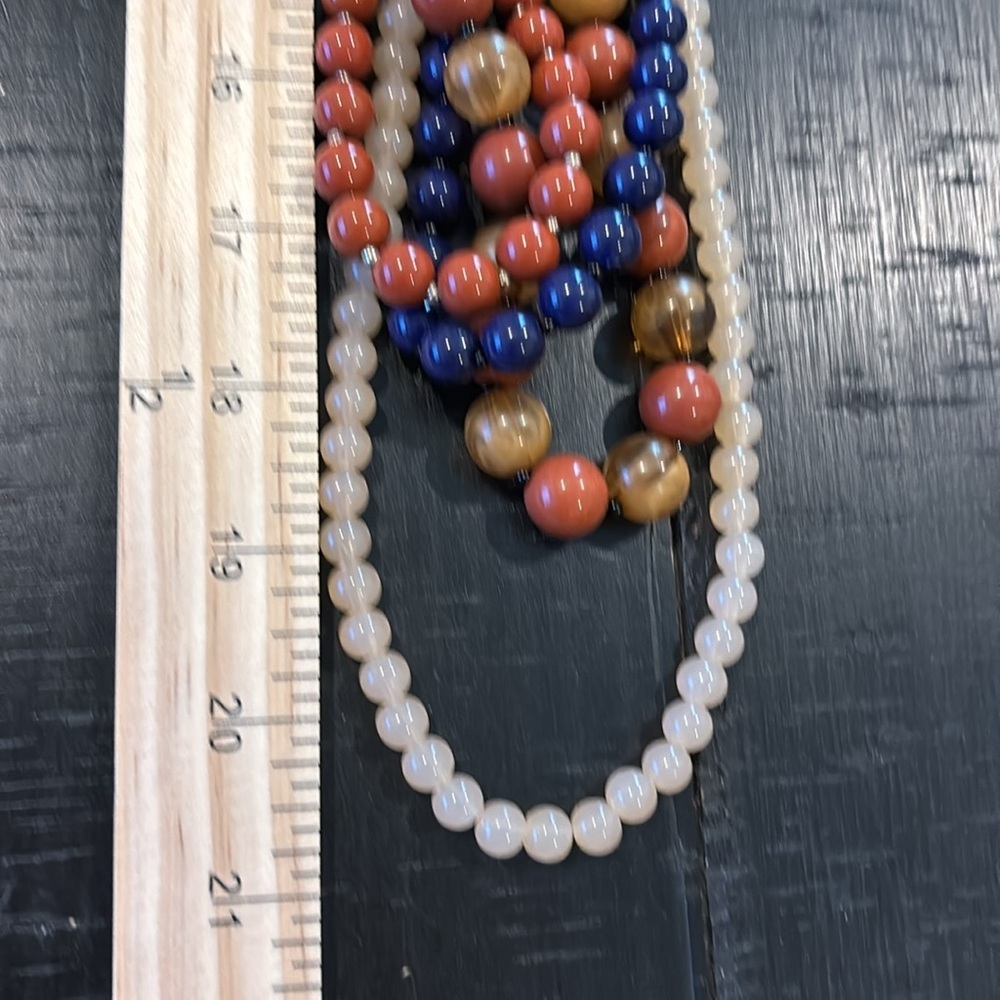 Long Statement Layered Bead Multicolor Beaded Nec… - image 6